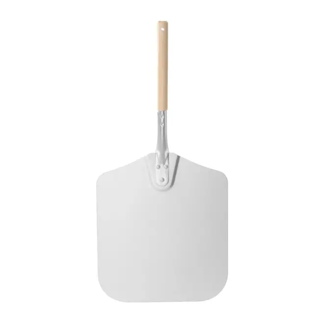 HENDI Vierkante pizzaschep – korte houten handgreep – aluminium – 405x760 mm