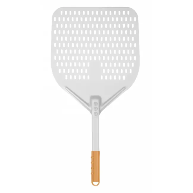 HENDI Vierkante geperforeerde pizzaschep – korte handgreep – 350x710 mm – lichtgewicht aluminium