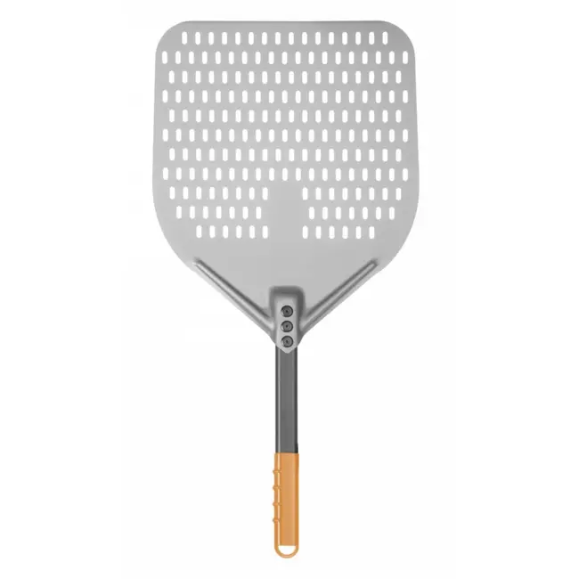 HENDI Vierkante geperforeerde pizzaschep – geanodiseerd aluminium – korte handgreep – 350x710 mm