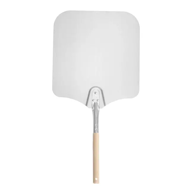 HENDI Vierkante pizzaschep – korte houten handgreep – aluminium – 305x660 mm – hittebestendig