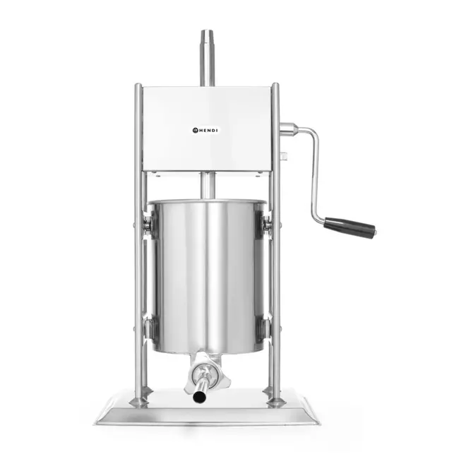 HENDI Worstenvulmachine Profi Line – 10L – Roestvrij staal – 2 snelheden – Inclusief 4 trechters