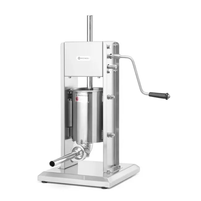 HENDI Worstenvulmachine Profi Line – 10L – Roestvrij staal – 2 snelheden – Inclusief 4 trechters