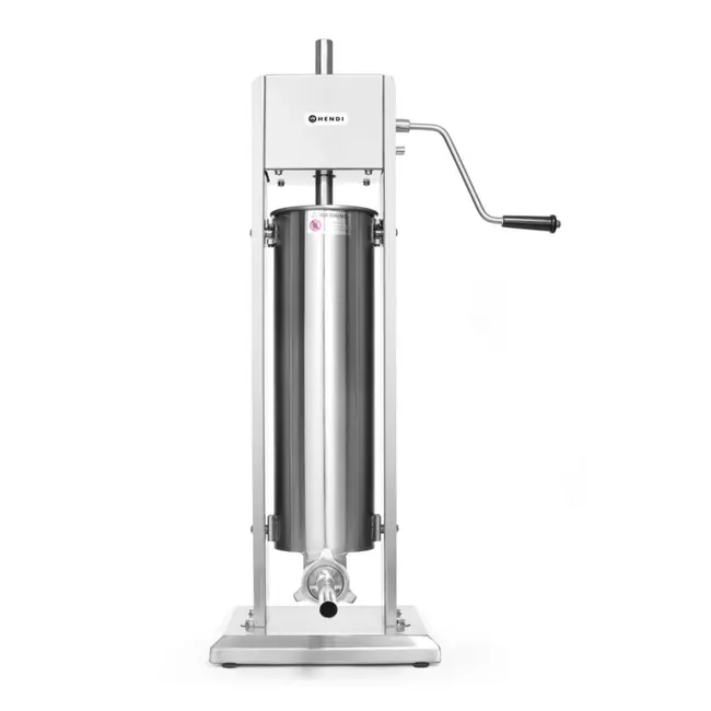 HENDI Worstenvulmachine Profi Line – 7L – Gelakt staal – Inclusief 4 trechters – 2 snelheden