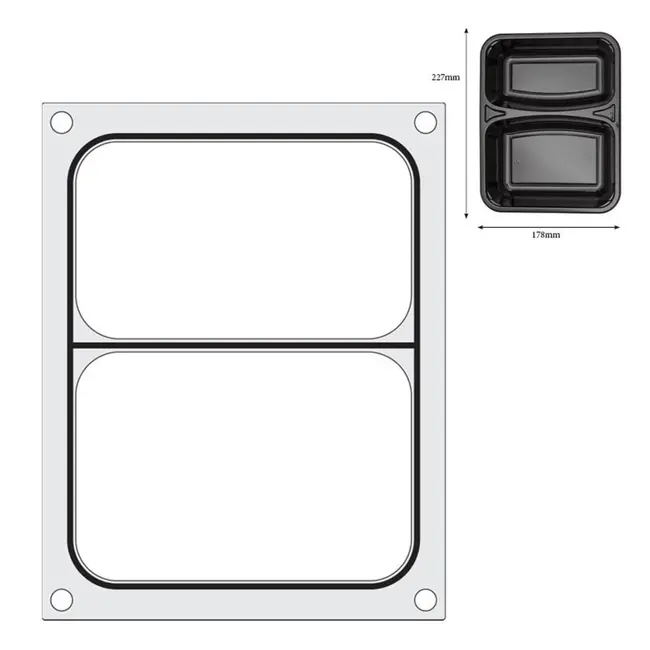 HENDI Traysealer – Dubbele container – Polijst aluminium – Siliconen afdichting – 178x113 mm
