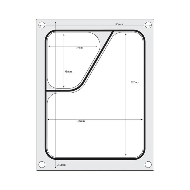 HENDI Twee-delige traysealer container – gepolijst aluminium – zwarte siliconen afdichting – 227x178 mm