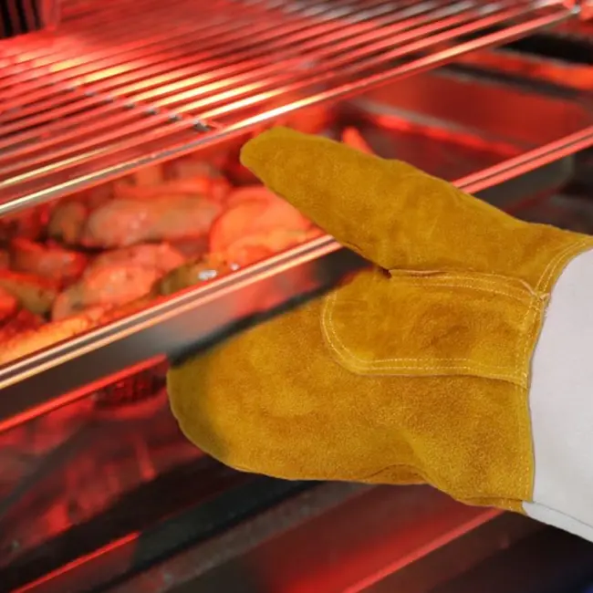 HENDI Hittebestendige lederen barbecue wanten – extra lang – set van 2 – 460 mm