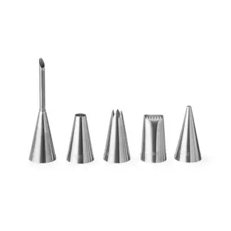 HENDI Set spuitmondjes – vullen & decoreren – 5 stuks – roestvast staal