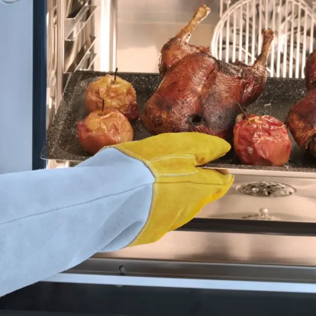 HENDI Hittebestendige leren barbecue handschoenen – extra lang – 2 stuks – 460 mm