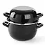 HENDI Geëmailleerde mosselpan met deksel – 2,5L – Ø20 cm – zwart – voor gaskookplaat