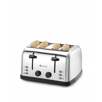 HENDI Toaster – 4 sneetjes – 2 verwarmingszones – 7 roosterniveaus – roestvrij staal