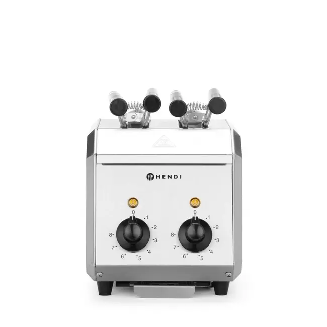 HENDI Tosti-apparaat – geïsoleerde handgrepen – timer met alarm – uitneembare kruimellade – roestvast staal