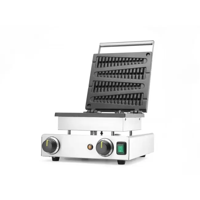 HENDI Wafelijzer voor lolly-wafels – antiaanbaklaag – roestvrij staal – traploos instelbaar – 4 wafels tegelijk