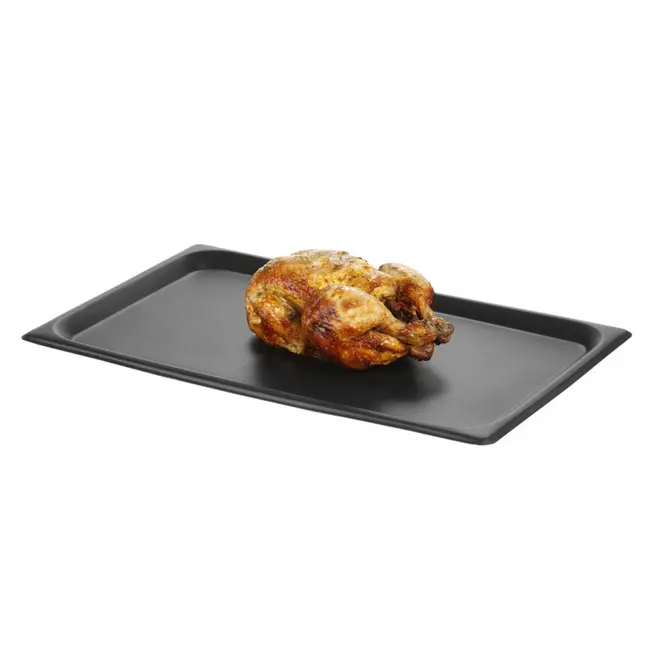 HENDI Ovenplaat – anti-aanbak coating – GN 1/1 – brede rand – 530x325x17 mm – zwart