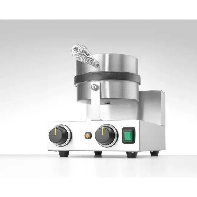 HENDI Rond wafelijzer – gegoten aluminium – Teflon antiaanbaklaag – instelbare temperatuur – 15 min timer