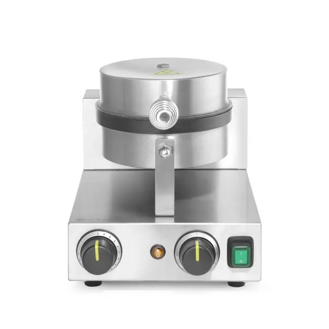 HENDI Rond wafelijzer – gegoten aluminium – Teflon antiaanbaklaag – instelbare temperatuur – 15 min timer