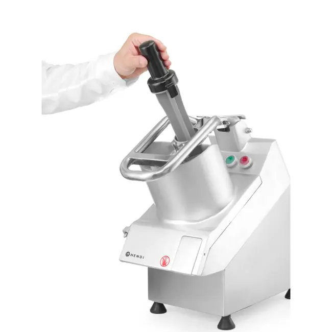 HENDI Heavy duty groentesnijder – krachtige motor – veiligheidssystemen – 5 messen – aluminium en roestvast staal