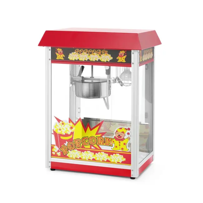 HENDI Popcornmachine – zwart – gehard glas – 150 g per cyclus – verlichte binnenkant – kruimellade