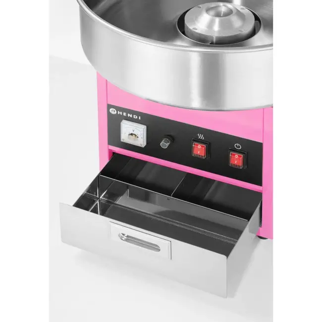 HENDI Suikerspinmachine – Roze – 230V/1200W – Met lade en voltmeter – 520x520x480 mm