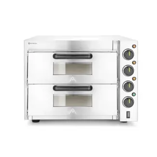 HENDI Compacte pizzaoven – dubbele kamer – vuurstenen vloer – 350°C – zilver – 230V/3000W
