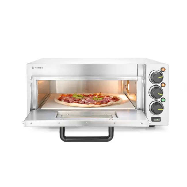 HENDI Compacte pizzaoven – vuurstenen vloer – 350°C – timer 120 min – zilver – 230V/2000W