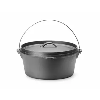HENDI Gietijzeren pan – 7,2L – Met deksel en handvat – Zwart – ⌀310x(H)155mm