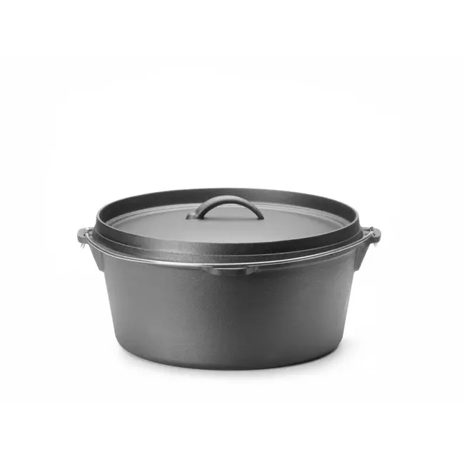 HENDI Gietijzeren pan – 7,2L – Met deksel en handvat – Zwart – ⌀310x(H)155mm