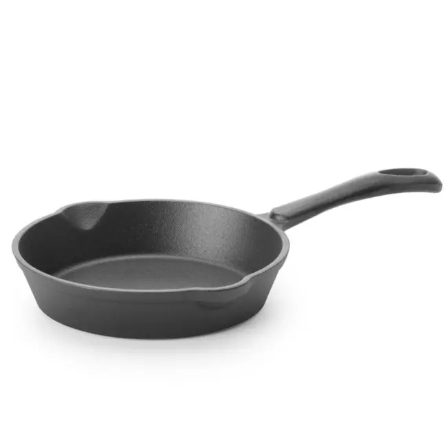 HENDI Gietijzeren skillet – zwart – 165 mm – met schenktuiten – ovenbestendig