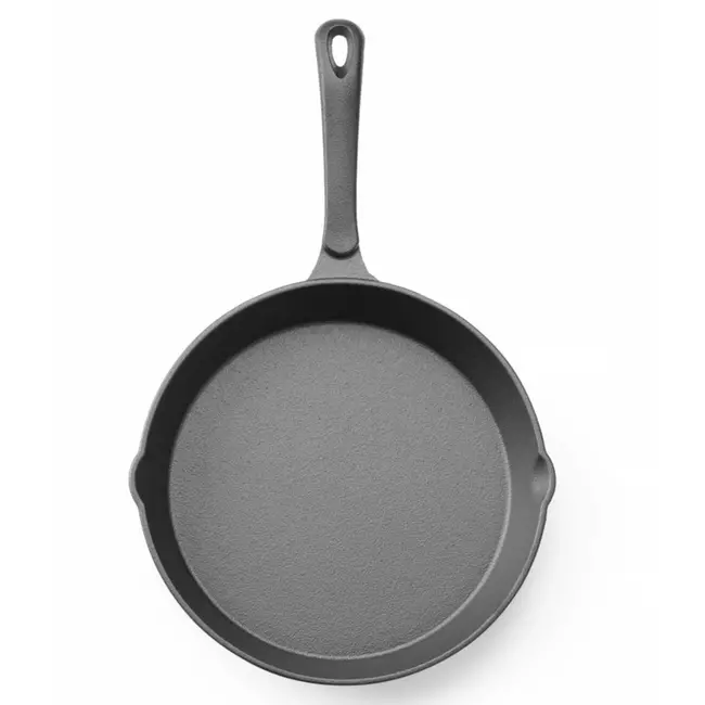 HENDI Gietijzeren skillet – 25 cm – met schenktuiten en ophangoog – zwart