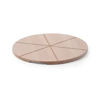 HENDI Pizzaplank van natuurlijk beukenhout - Ø 500 mm - snijgroeven