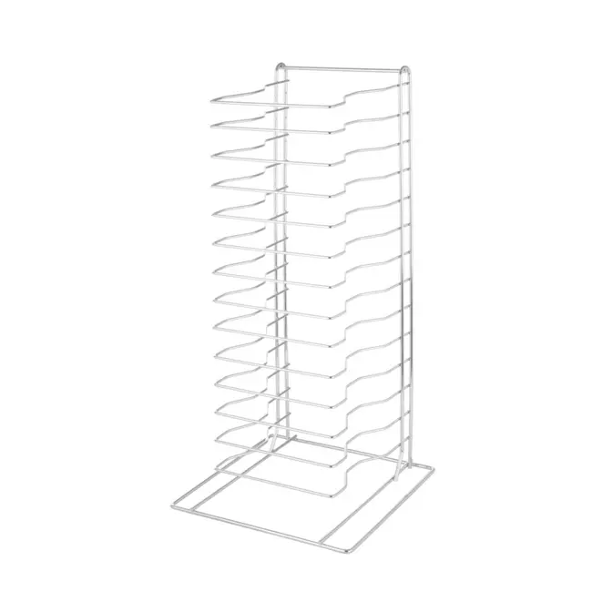 HENDI Pizza rek – 14 plekken – metalen – verchroomd – 300x305x680 mm
