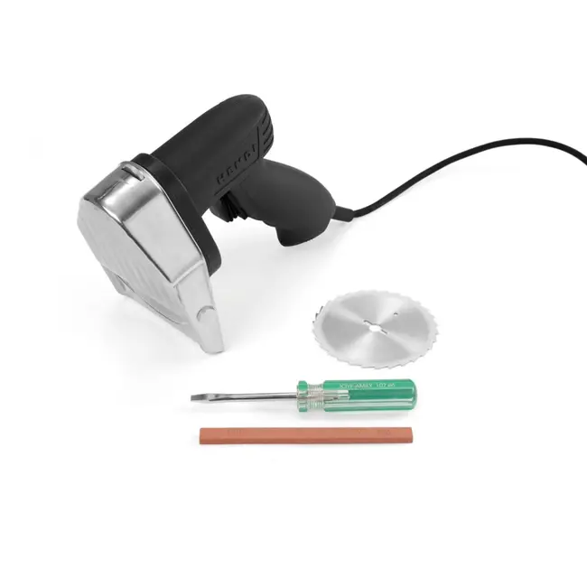 HENDI Elektrisch kebabmes – verstelbare snijdikte – roestvrij staal – 2600 tpm – inclusief slijpsteen