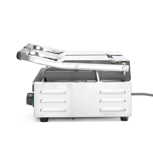 HENDI Dubbele contactgrill – volledig geribd – gietijzeren platen – 230V/3600W – 570x395x510 mm