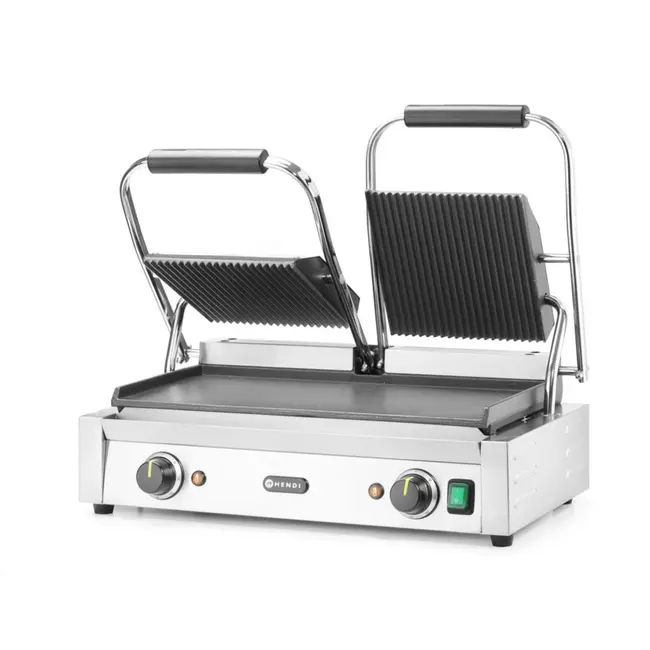 HENDI Dubbele contactgrill – geribd en glad – 230V/3600W – 570x395x510 mm