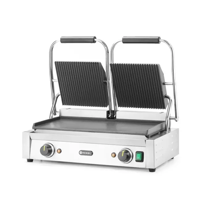 HENDI Dubbele contactgrill – geribd en glad – 230V/3600W – 570x395x510 mm