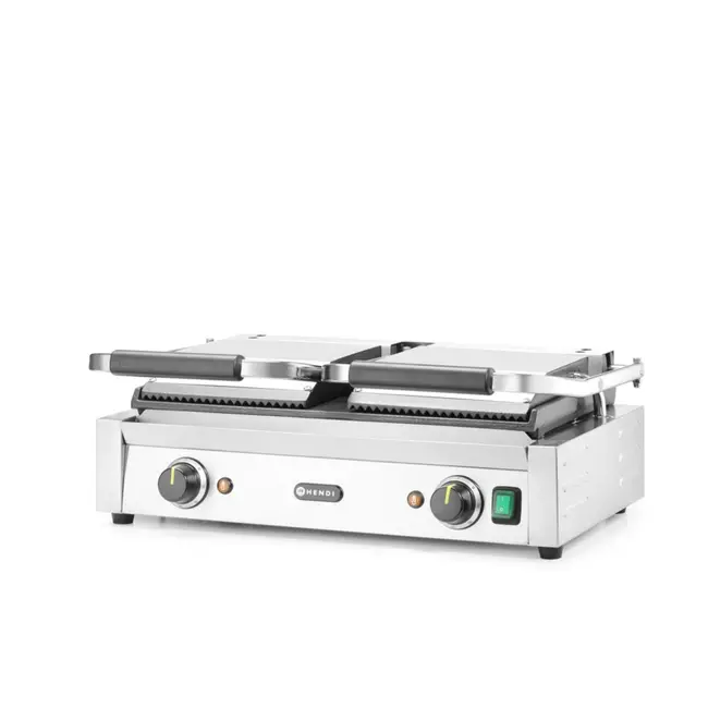 HENDI Dubbele contactgrill – geribd en glad – 230V/3600W – 570x395x510 mm