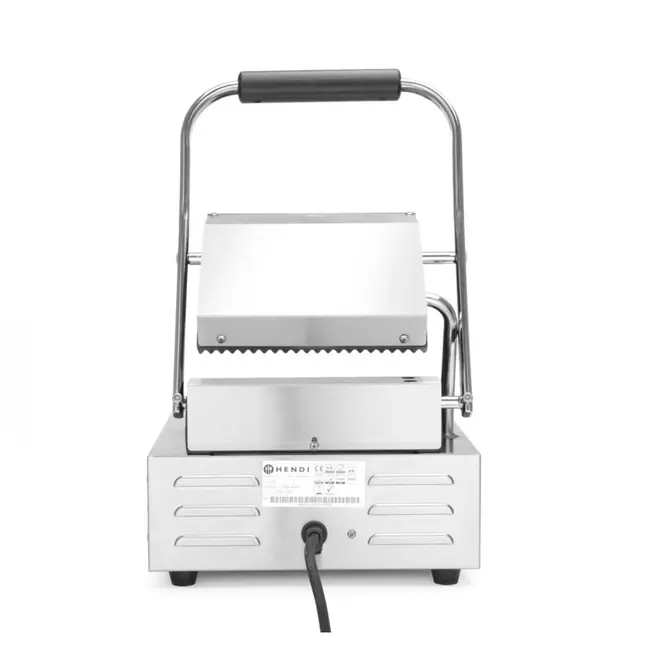 HENDI Enkel contactgrill – geribd boven en onder – 230V/1800W – 310x426x510 mm