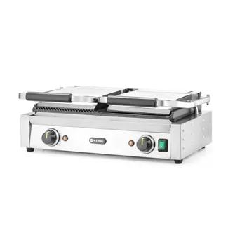 HENDI Dubbele contactgrill – half glad, half geribd – 575x430 mm – 3600W – roestvrij staal
