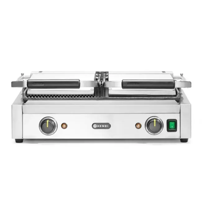 HENDI Dubbele contactgrill – half glad, half geribd – 575x430 mm – 3600W – roestvrij staal