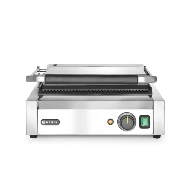 HENDI Contactgrill – Geribd – Thermostaat – 50-300°C – 340x230 mm