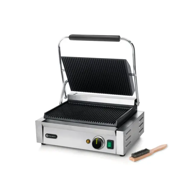 HENDI Contactgrill – Geribd – Thermostaat – 50-300°C – 340x230 mm