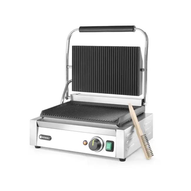 HENDI Contactgrill – Geribd – Thermostaat – 50-300°C – 340x230 mm