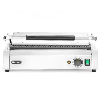 HENDI Panini contactgrill XL – gietijzeren grillplaten – instelbare temperatuur – 548x464 mm