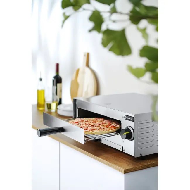 HENDI Pizzaoven – 230V/1450W – Ø30 cm – Timer – Boven- en onderverwarming – Kruimellade