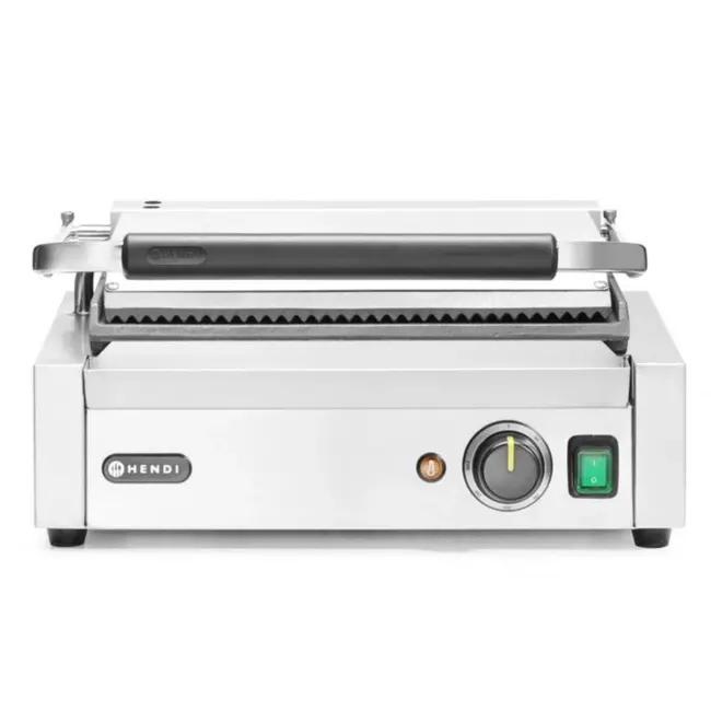 HENDI Contactgrill – Panini – Boven geribd, onder glad – 230V/2200W – 340x230 mm