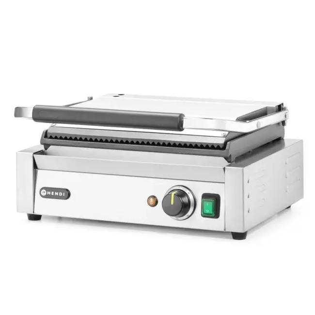 HENDI Contactgrill – Panini – Boven geribd, onder glad – 230V/2200W – 340x230 mm