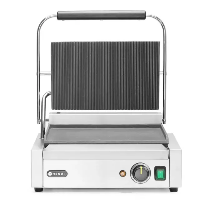 HENDI Contactgrill – Panini – Boven geribd, onder glad – 230V/2200W – 340x230 mm