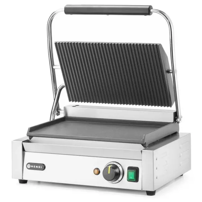 HENDI Contactgrill – Panini – Boven geribd, onder glad – 230V/2200W – 340x230 mm