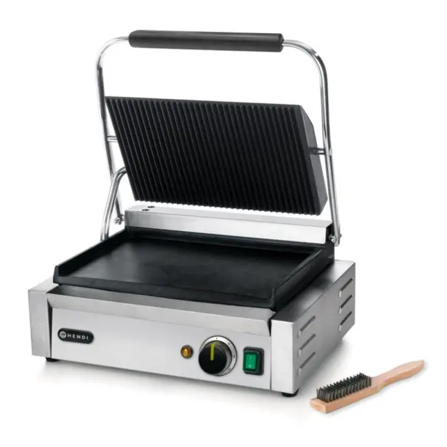 HENDI Contactgrill – Panini – Boven geribd, onder glad – 230V/2200W – 340x230 mm