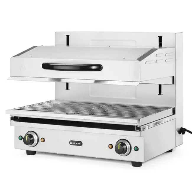 HENDI Salamander grill – traploze thermostaat – variabele hoogte – 2 warmtezones – roestvast staal