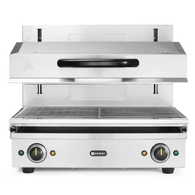 HENDI Salamander grill – traploze thermostaat – variabele hoogte – 2 warmtezones – roestvast staal